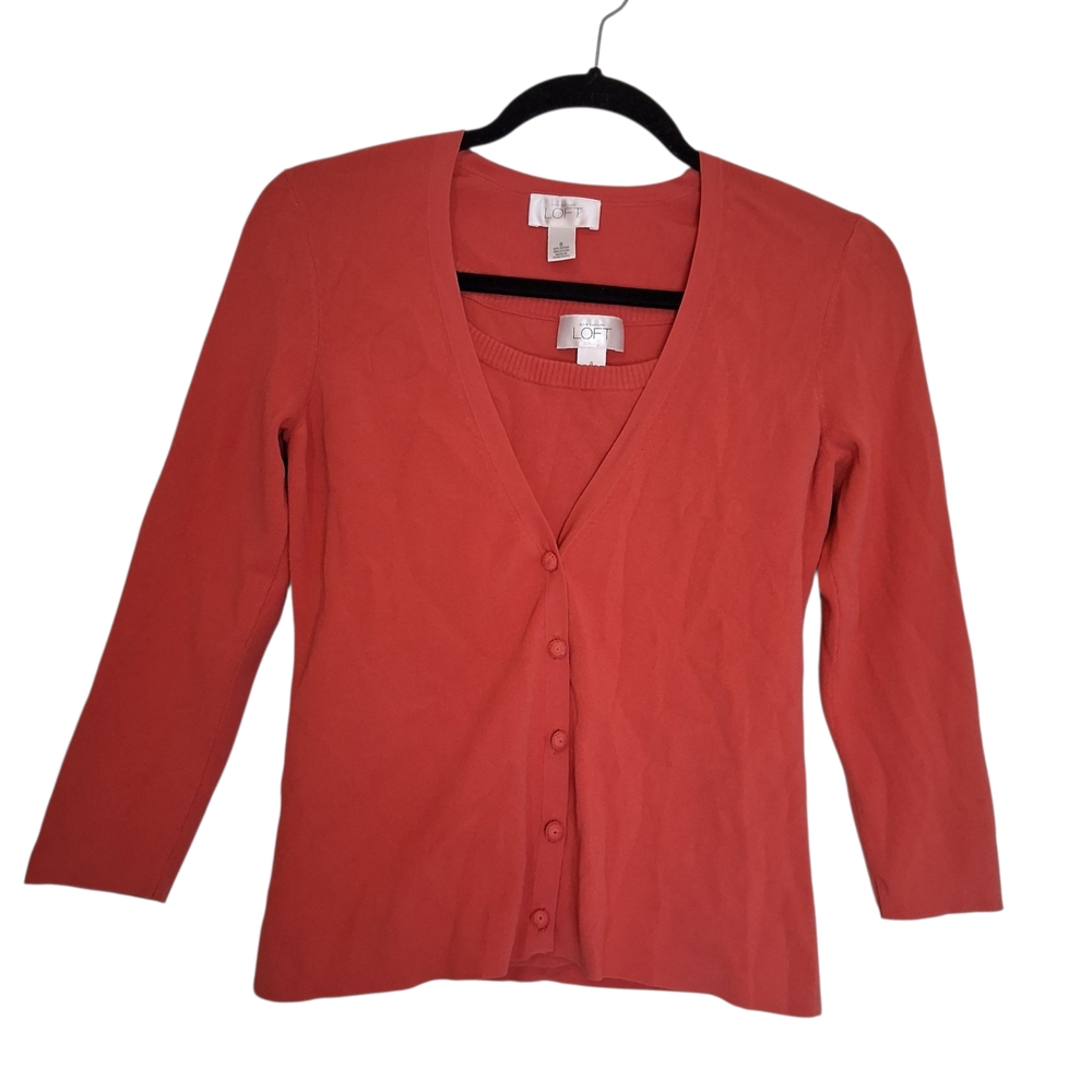 ​Ann Taylor LOFT Coral Sweater Set - Cardigan & Cami, Size Small